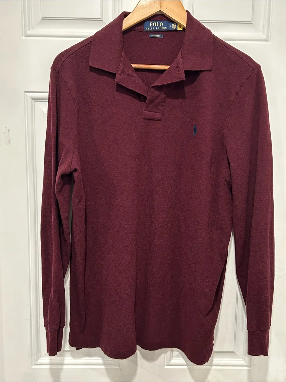 Polo Ralph Lauren Men’s Classic Fit Long Sleeve Mesh Polo Maroon Preppy Medium